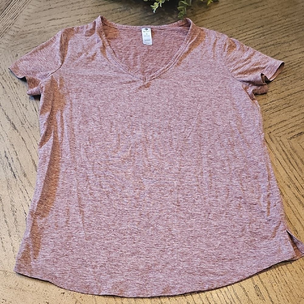 90 Degree By Reflex Heathered Mauve V-Neck Short Sleeve Tee Size S